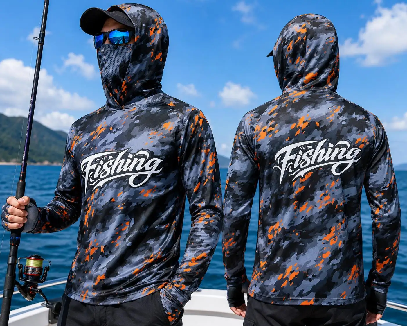 Fishing Shirt Uv Protection - Kemeja Berkerudung untuk Memancing, Perlindungan Matahari