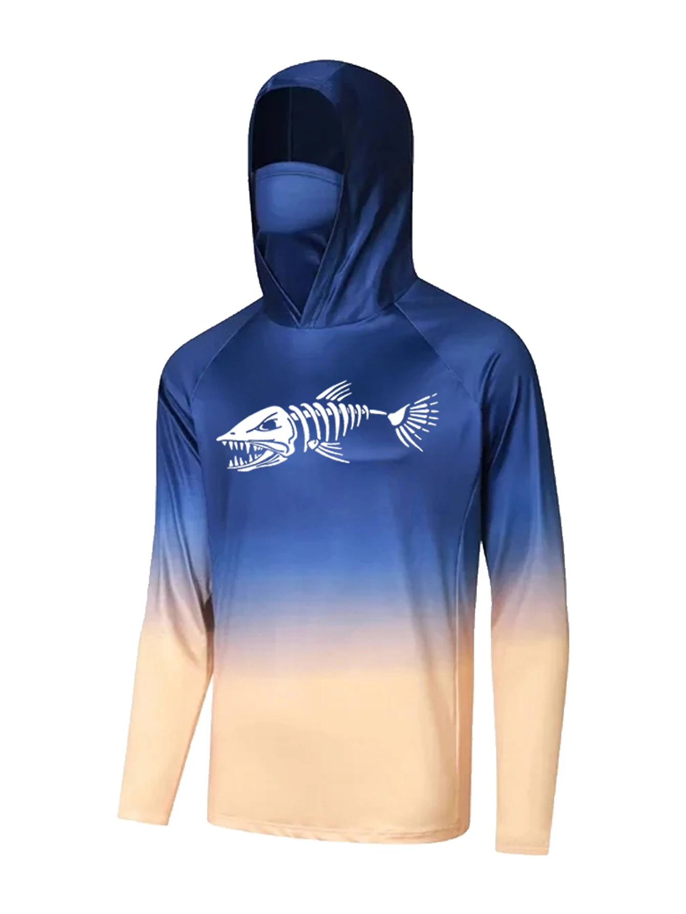 Kaos Berkerudung Motif Tulang  - Fishing Shirt Uv Protection ulasan dan harga