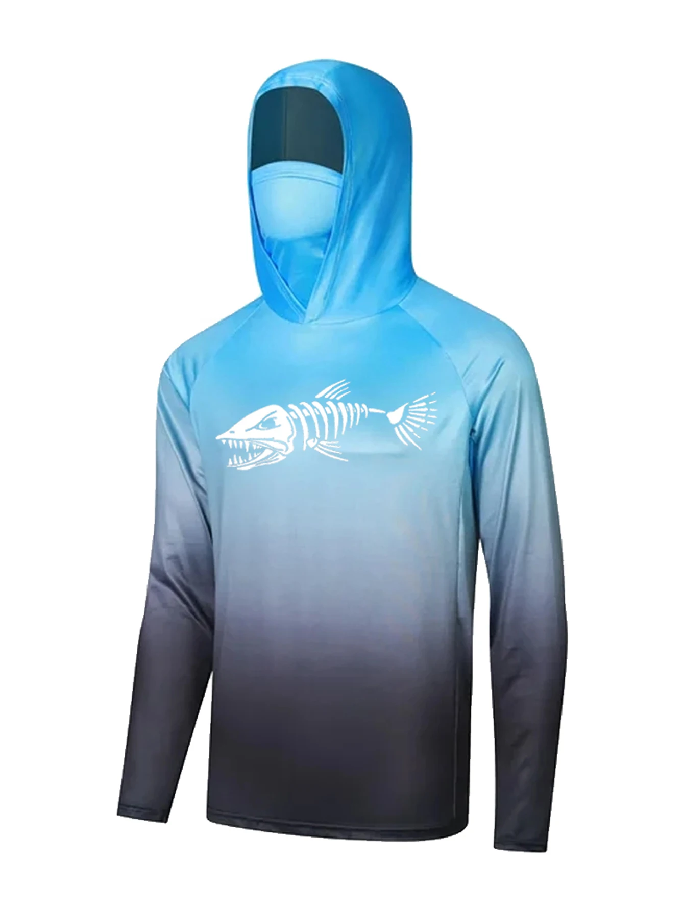Kaos Berkerudung Motif Tulang  - Fishing Shirt Uv Protection ulasan dan harga